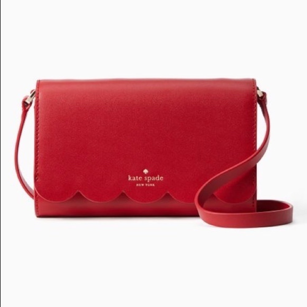 Kate Spade red leather scallop crossbody purse